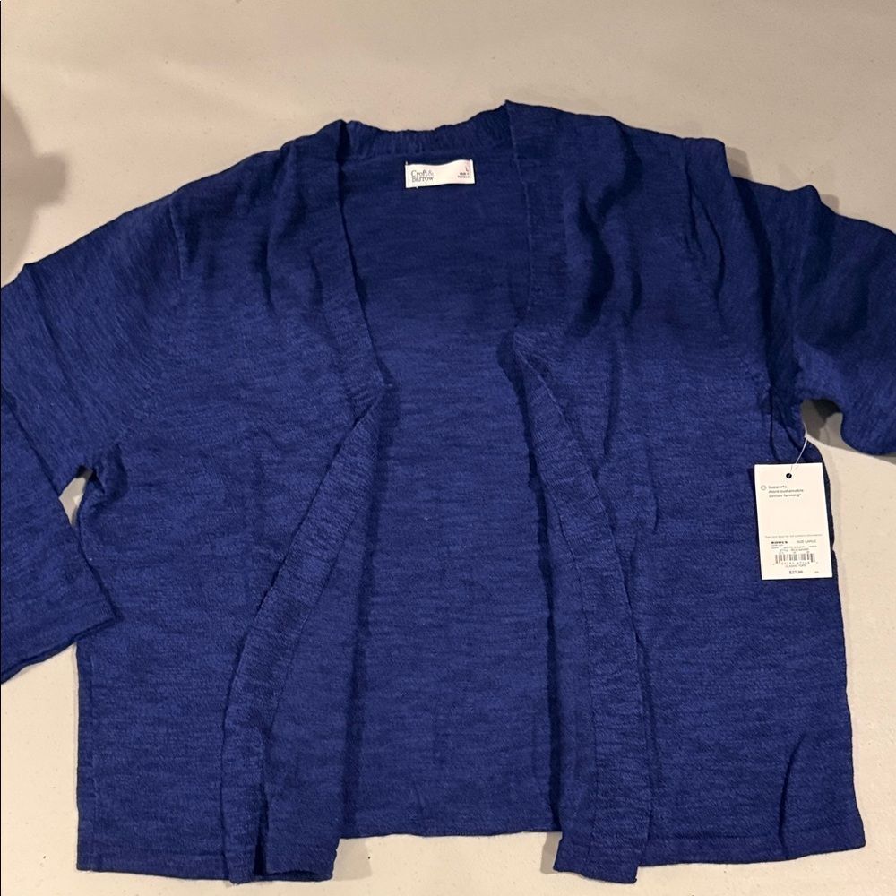 Craft and Barrow Blue Open Front Cardigan Women’s Large